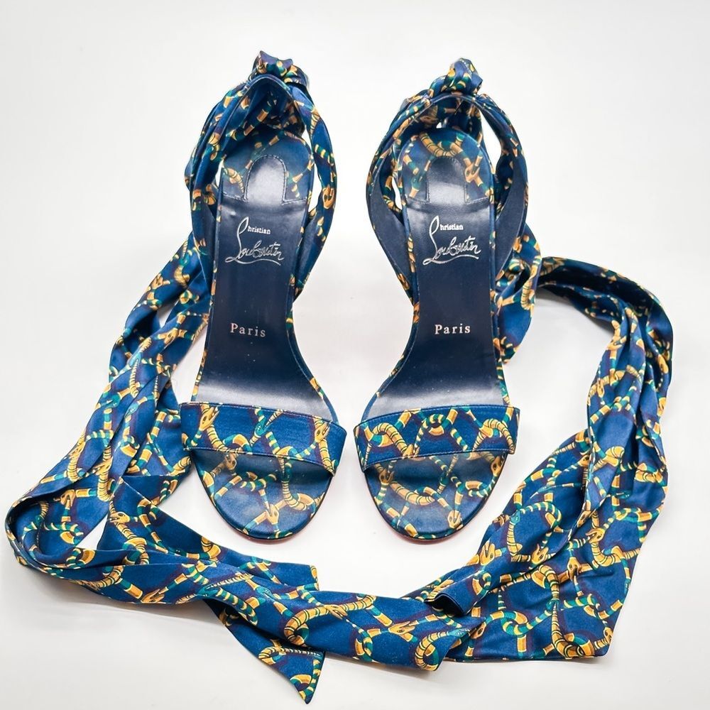 Christian Louboutin Du Desert 100 Crepe Satin in Obscur High Heel Sandals EU 39 - Picture 7 of 11